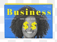 Business economics png newspaper sticker, financial investment business headline, transparent background