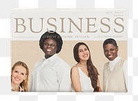 Png women in business newspaper sticker, transparent background