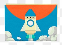 Launching rocket png sticker, newspaper cover, space travel concept art, transparent background