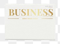 Modern business png newspaper sticker, gold nameplate design, transparent background