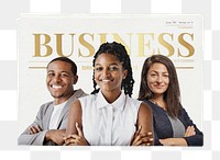 Diverse people png newspaper sticker, business article headline, transparent background