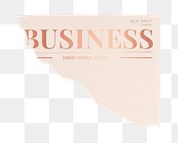 Feminine business png ripped newspaper sticker, rose gold nameplate design, transparent background