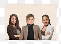 Successful businesswomen png newspaper sticker, women empowerment remixed media, transparent background