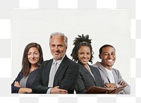 Successful business png team, newspaper sticker on transparent background