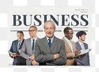 Successful CEOs png newspaper sticker, business article headline, transparent background