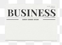 Minimal business png newspaper sticker, modern nameplate design, transparent background