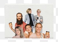 Coffee lovers png, newspaper cover sticker on transparent background