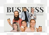 Cafe, hospitality png industry newspaper sticker, business article headline, transparent background