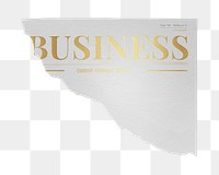 Modern business png ripped newspaper sticker, gold nameplate design, transparent background