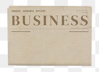 Vintage business png newspaper sticker, kraft design, transparent background