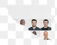 Diverse businessmen png ripped paper sticker, workplace diversity photo, transparent background