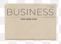 Vintage business png newspaper sticker, kraft design, transparent background