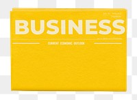 Yellow business png newspaper sticker, modern nameplate design, transparent background