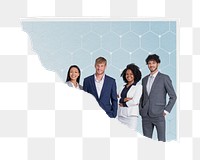 Diverse business png team, ripped paper sticker on transparent background