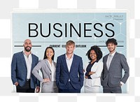 Diverse startup png company newspaper sticker, business article headline, transparent background