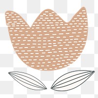 Beige flower png sticker, patterned doodle, transparent background
