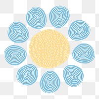 Blue flower png sticker, patterned doodle transparent background