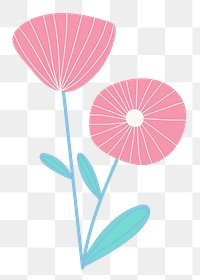 Pink flower png sticker, doodle botanical  transparent background