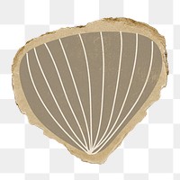 Brown shell png sticker, abstract torn paper, transparent background