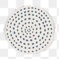 Gray dots png round sticker, ripped paper, transparent background