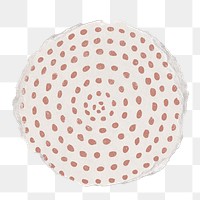 Brown dots png round sticker, ripped paper, transparent background