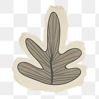 Abstract leaf png sticker, botanical torn paper, transparent background