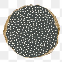 Gray dots png round sticker, ripped paper, transparent background