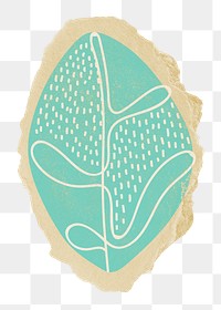 Pastel leaf png sticker, botanical ripped paper, transparent background