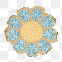 Blue flower png sticker, torn paper, transparent background
