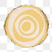 Spiral yellow png circle sticker, ripped paper, transparent background