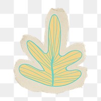 Yellow leaf png sticker, botanical ripped paper, transparent background