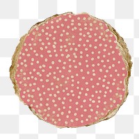 Pink Memphis png circle sticker, ripped paper, transparent background