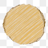 Yellow circle png sticker, ripped paper, transparent background