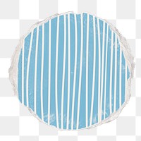 Blue circle png sticker, torn paper, transparent background