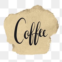 Coffee png word sticker typography, transparent background