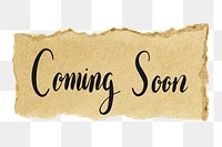 Coming soon png word sticker typography, transparent background