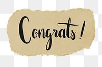 Congrats! png word sticker typography, transparent background