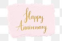 Happy anniversary png word sticker typography, transparent background