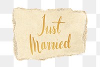 Just married png word sticker typography, transparent background