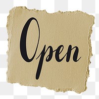 Open png word sticker typography, transparent background