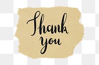 Thank you png word sticker typography, transparent background