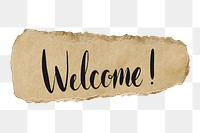 Welcome! png word sticker typography, transparent background