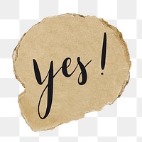 Yes! png word sticker typography, transparent background