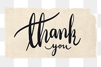 Thank you png word sticker typography, transparent background