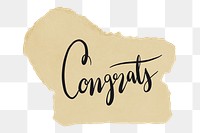 Congrats png word sticker typography, transparent background