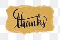 Thanks png word sticker typography, transparent background