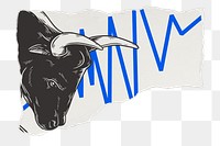 Bull markets png sticker, ripped paper transparent background