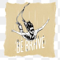 Bungee jumping png sticker, ripped paper transparent background