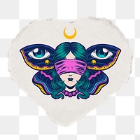 Mystic eye png sticker, ripped paper transparent background