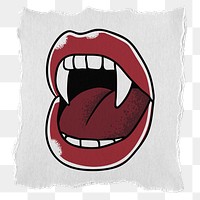 Vampire lips png sticker, ripped paper transparent background